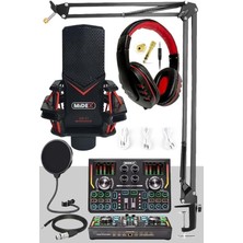 Gmx-1 Titanium Set Efektli Ses Kartı Mikrofon Kulaklık Stand Kayıt Canlı Yayın (Pc ve Telefon)