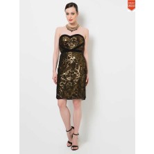 ROMAN Straplez Elbise Gold Y1511021_076