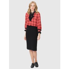 ROMAN Yırtmaç Detaylı Diz Üstü  Kalem Etek Siyah K1815089_001