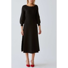 ROMAN Balon Kollu  Triko Günlük Elbise Siyah K1971050_001