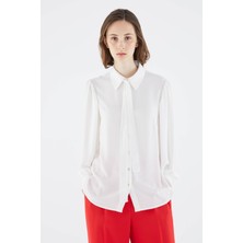 ROMAN Bağcık Yakalı  Kadın Gömlek Kemik K2113520_019