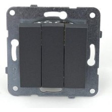 Nt Siyah Üçlü Anahtar Mekanizma+Düğme Kapak