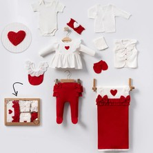 Milays Kız Bebek 0-3 Ay Kalpli %100 Pamuk Lottie Premium 10 Lu Set