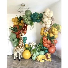 Pazarı Zincir Balon Seti Küf Yeşili-Yanık Turuncu-Zerdeçal-Koyu Yeşil-Deniz Kumu 60ADET Balonşeridi