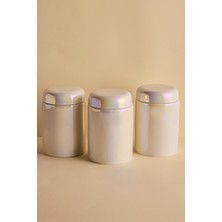 Perotti Francesco Luster 3'lü Porselen Kapaklı Yuvarlak Formlu Ergonomik Kavanoz Seti