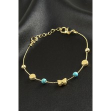 Bijuteri Net Karışık Turkuaz Boncuk Bileklik