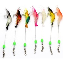 7 Adet Kancalı Fosforlu Sahte Karides Balık Yemi Silikon 8cm 5gr Yapay Olta Yem Seti