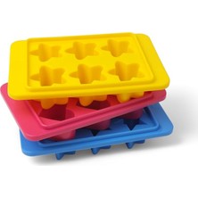 Plastik 6 Bölmeli 3 Desenli Buz Kalıbı Seti, Yıldız-Kalp-Çiçek Desenli Buz Kalıbı 3 Set (13CM*8CM*3CM) Eğlenceli ve Pratik