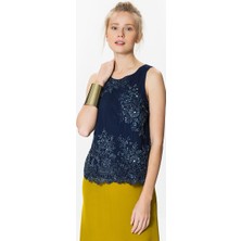 ROMAN Boncuk İşlemeli Bluz Lacivert Y1713106_015