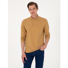 Pierre Cardin Erkek Camel Slim Fit Kıvrılmaz Polo Yaka Basic Pike Sweatshirt 50314048-VR015