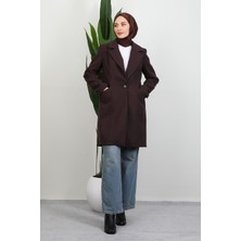 Sara Tek Düğmeli Kaban Acı Kahve