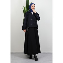 Apoletli Kısa Trenç Lacivert