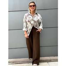 Leilaa Krep Gabardin Kumaş Palazzo Pantolon