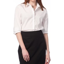 ROMAN Gizli Düğmeli  Kadın Gömlek Beyaz K15P3001_002