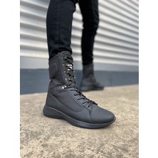 Ebrus Trend JET-799 Verton Bağcıklı Ortopedik Taban Günlük Cilt Erkek Askeri Postal Bot CST Siyah