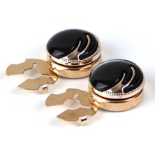 Esgue Gold Siyah Desenli Geçme Klipsli Kol Düğmesi - M1110