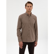 Pierre Cardin Erkek Vizon Regular Fit Uzun Kollu Gömlek 50311380-VR052
