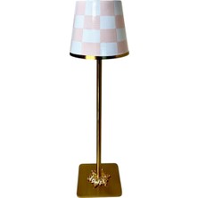 Arter Home Damalı Pembe Şarjlı Masa Lambası
