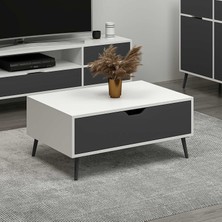 Minar Elina Ayaklı Orta Sehpa - Beyaz/antrasit