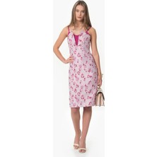 ROMAN Çiçek Desenli Midi Elbise Pembe Y1611093_038