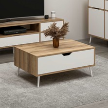 Minar Elina Ayaklı Orta Sehpa - Dore/beyaz