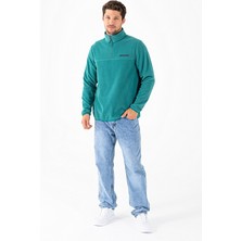 Erkek Yarım Fermuarlı John Borners Nakışlı Polar Sweatshirt Yeşil - 25K 6001 