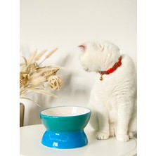 Seramik Kedi ve Köpek Mama Su Kabı Luna Model(Turkuaz)