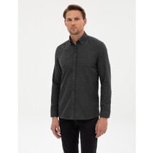 Pierre Cardin Erkek Antrasit Flanel Dokulu Slim Fit Uzun Kollu Gömlek 50316751-VR006