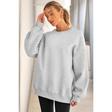 Genius Store Genıus Store Kadın Sweatshirt Oversize Geniş Kalıp Içi Şardonlu Bisiklet Yaka Oversize sweatshirt Kadın-Sweatshırt