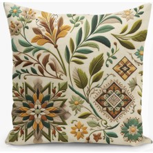 Filamente Çift Taraflı Dijital Baskı Kırlent Kılıfı Nakış Görünümlü Karışık Desenli