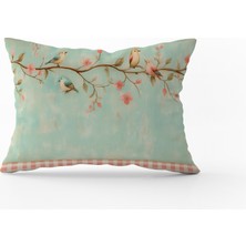 Filamente Çift Taraflı Dijital Baskı Kırlent Kılıfı Kuş Çiçek Desenli