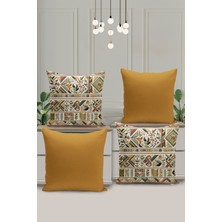 Filamente 4 Lü Çift Taraflı Dijital Baskı Kırlent Kılıfı Nakış Görünümlü Karışık Desenli