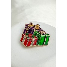 Modex Yılbaşı Özel Taşlı Renkli Hediye Paketi Broş (5cm)
