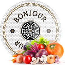 Decovetro Cam Kesme Tahtası ve Sunumluk Amore Yuvarlak Bonjour 30X30 cm