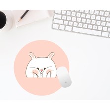 Hediye Labs Tavşan Baskılı Yuvarlak Mouse Pad