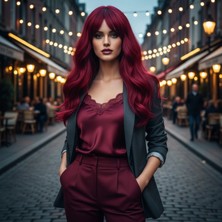 MiraLive Dalgalı Perçemli Fiber Sentetik Orta Boy Peruk - Kızıl