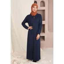 Defka Düz Renk Fermuarlı Kadın Namaz Elbisesi Sabahlık Ferace