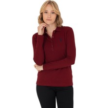 U.S. Polo Assn. Kadın Bordo Basic Polo Yaka Sweatshirt
