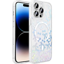 Kılıftech Apple iPhone 14 Pro Kılıf M-Safe Şarj Özellikli Şeffaf Zore Folk Sert Kapak