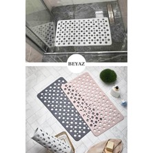 2 Adet Banyo ve Duşa Kabin Dikdörtgen, Küvet Içi Kaydırmaz Vantuzlu Banyo Paspası Beyaz