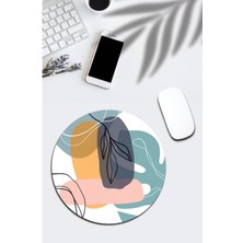 Hediye Labs Soyut Çizim Yaprak Desenli Yuvarlak Mouse Pad
