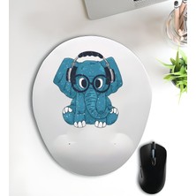 Hediye Labs Mavi Fil Oval Bilek Destekli Mouse Pad