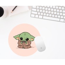 Hediye Labs Baby Yoda Baskılı Yuvarlak Mouse Pad