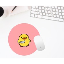 Hediye Labs Katil Civciv Desenli Baskılı Yuvarlak Mouse Pad