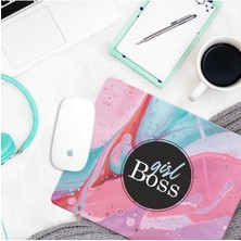 Hediye Labs Pembe Desenli Girl Boss Dikdörtgen Mouse Pad Mouse Altlığı