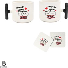 “karım Da Karım” ve “kocam Da Kocam” Baskılı T Kulp Kupa Seti Ikili (Bardak Altı Hediyeli)