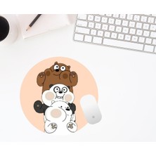 Hediye Labs Kafadar Ayılar Baskılı Yuvarlak Mouse Pad
