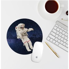 Hediye Labs Uzayda Astronot Temalı Yuvarlak Mouse Pad Mouse Altlığı