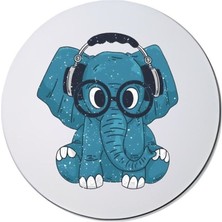 Hediye Labs Mavi Fil Yuvarlak Mouse Pad