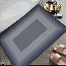 2 Adet Kaymaz Tabanlı Su Emici Abdest ,banyo ve Mutfak Paspası 58X38CM Siyah Gri Renk Yazısız